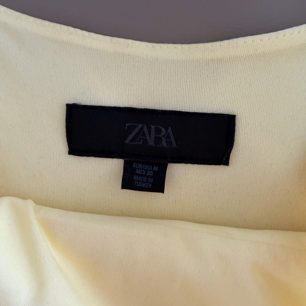 Zara Light Yellow Bow Detail Stretch Top - Picture 4 of 4